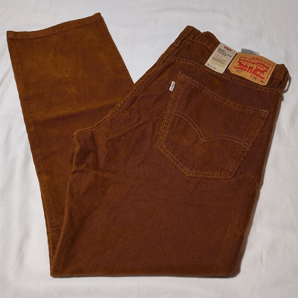 Levis 502 Regular Taper Brown Mid-Rise Corduroy Jeans - Picture 12 of 16